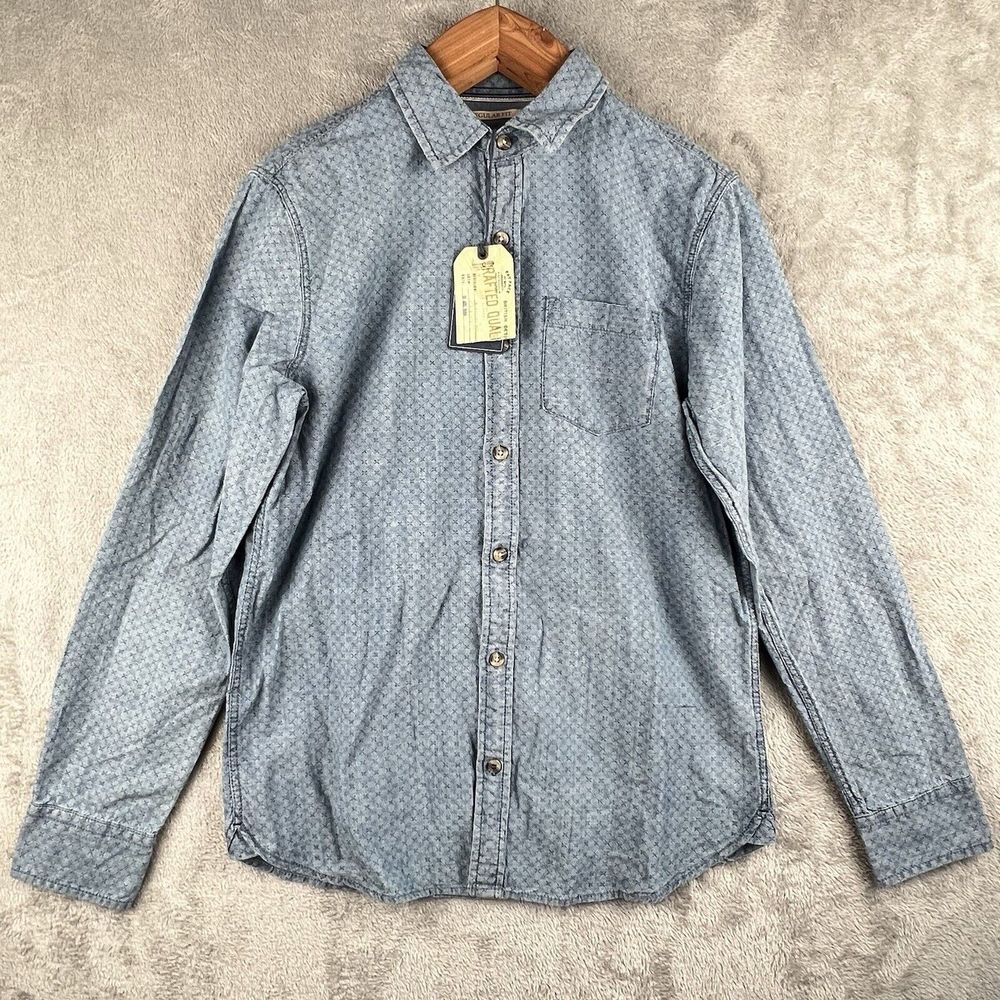 Fat Face Sutton Tile Print Chambray Button Down Shirt Mens Small Regular Fit NWT